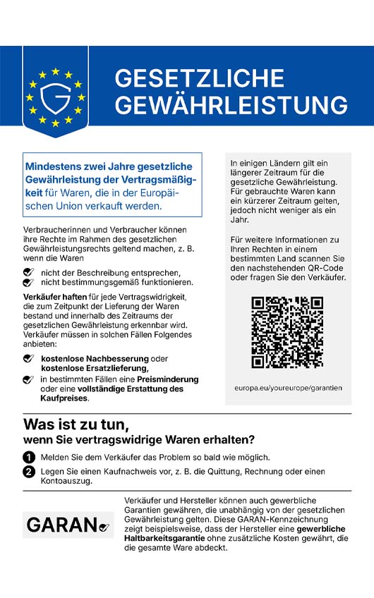 Erklärung zur gesetzlichen Gewährleistung innerhalb der EU