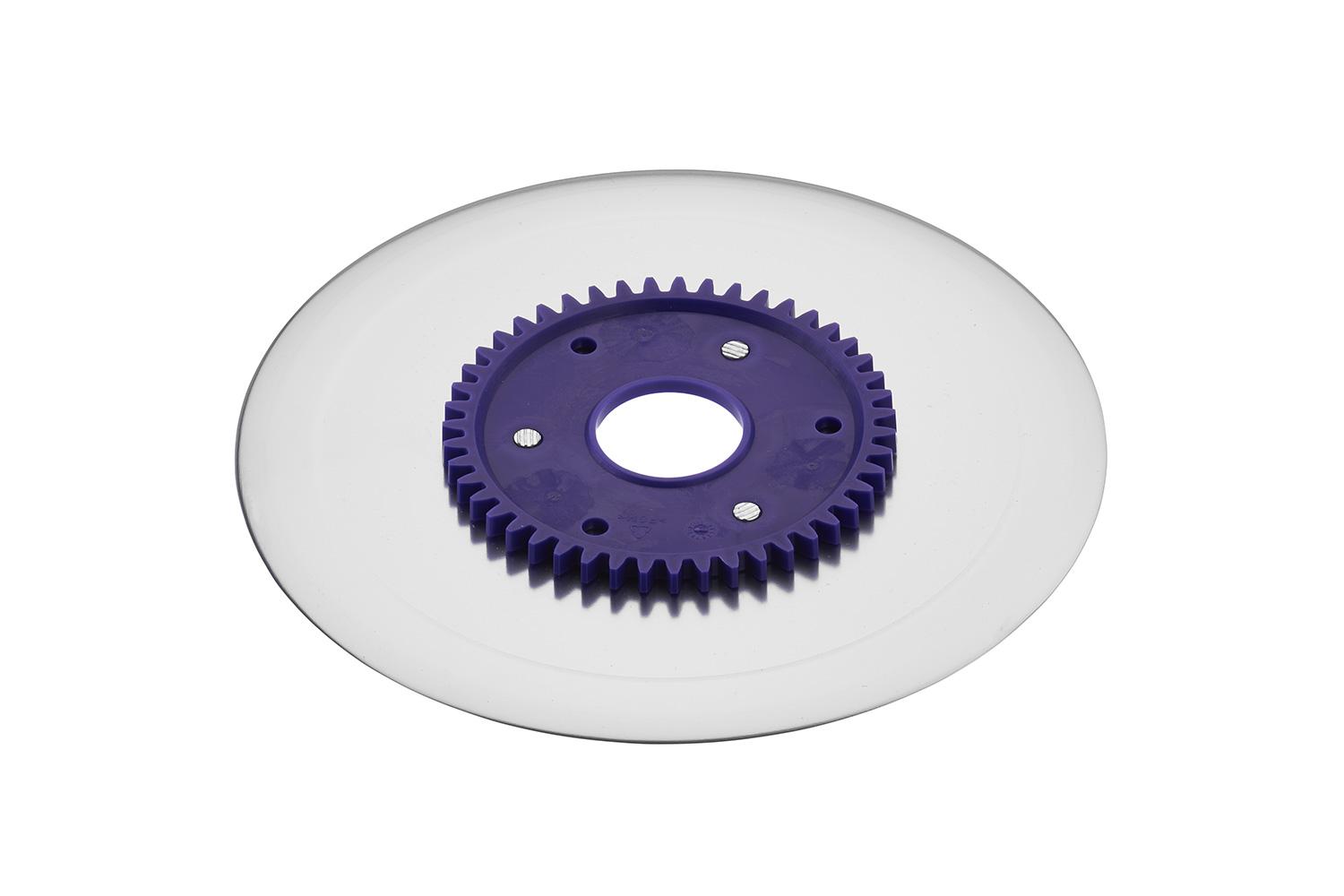 Ham- and sausage circular blade with non-sticking coating and purple gear Ham- and sausage circular blade with non-sticking coating and purple gear
