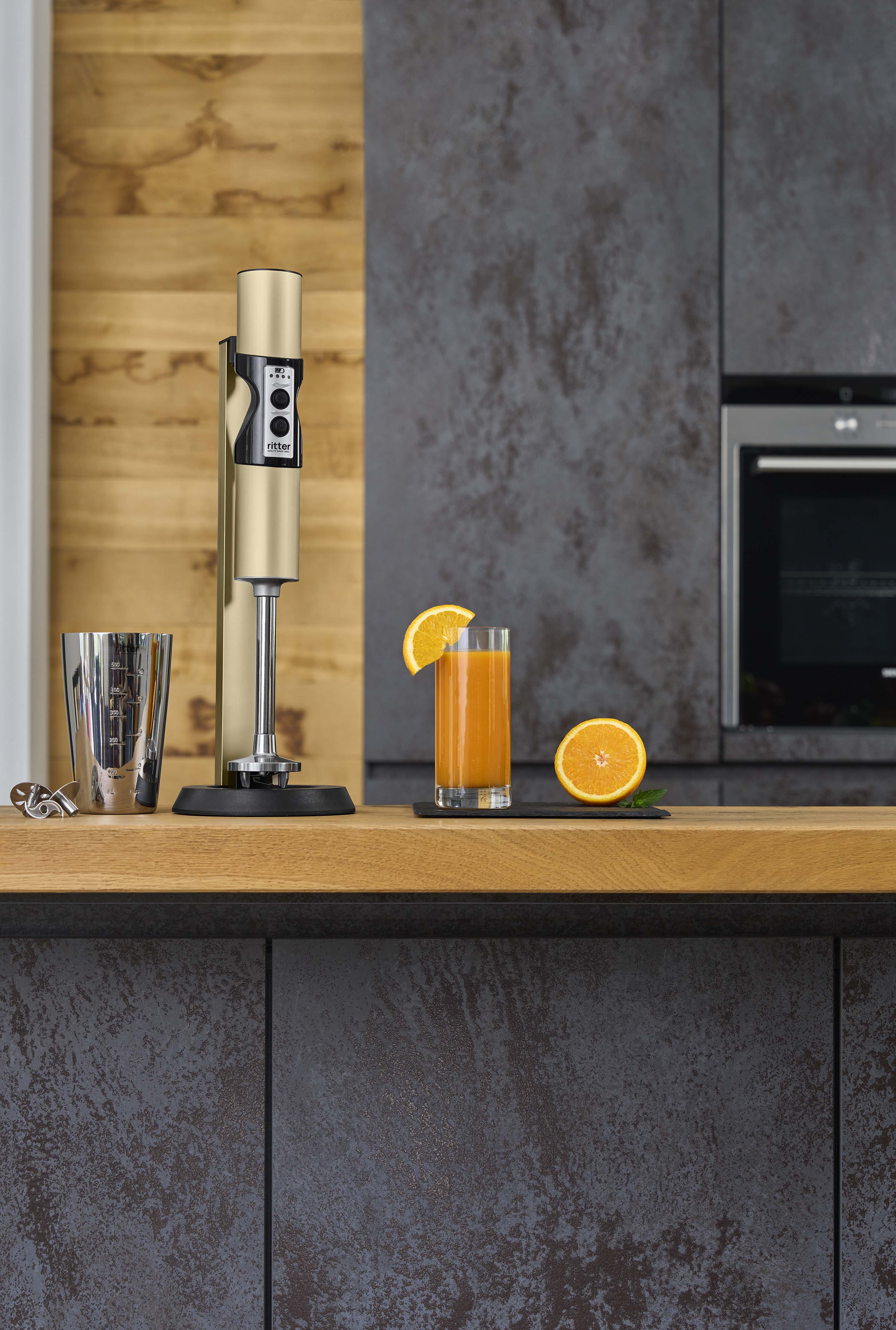 Electric hand blender in a modern kitchen
