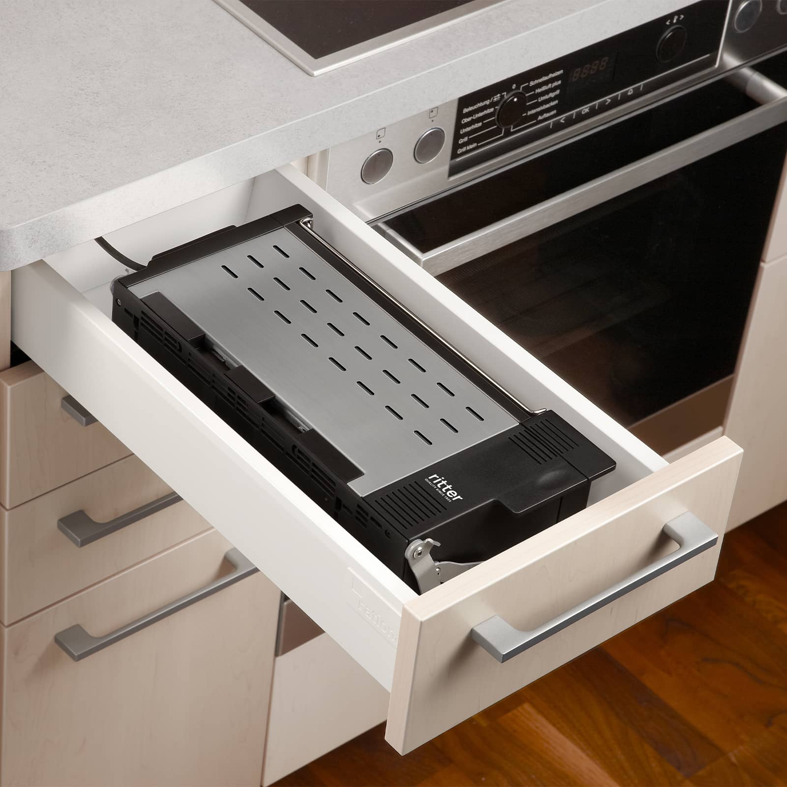 Toaster Racking System Built in toaster for assembly in a kitchen drawer