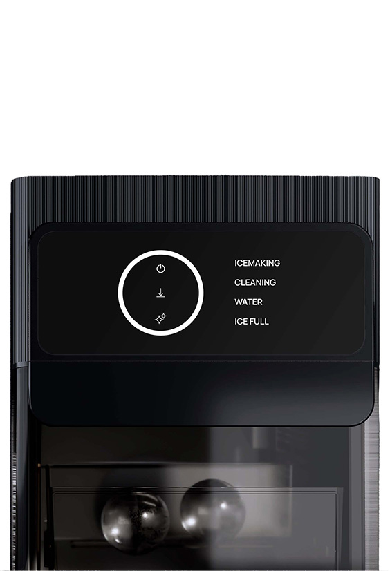 Schwarze Eiskugelmaschine Frontalansicht