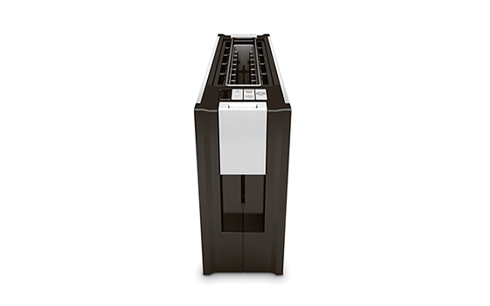 A picture of a toaster from the side.
