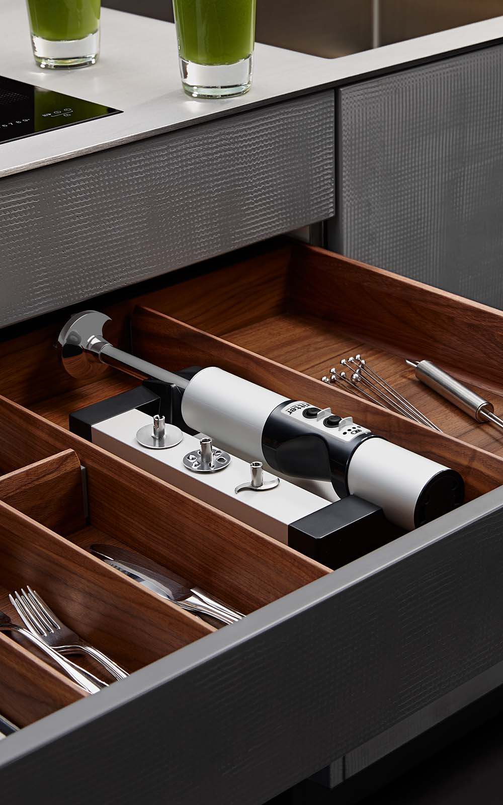 Built-in hand blender in a modern kitchen Built-in hand blender in a modern kitchen