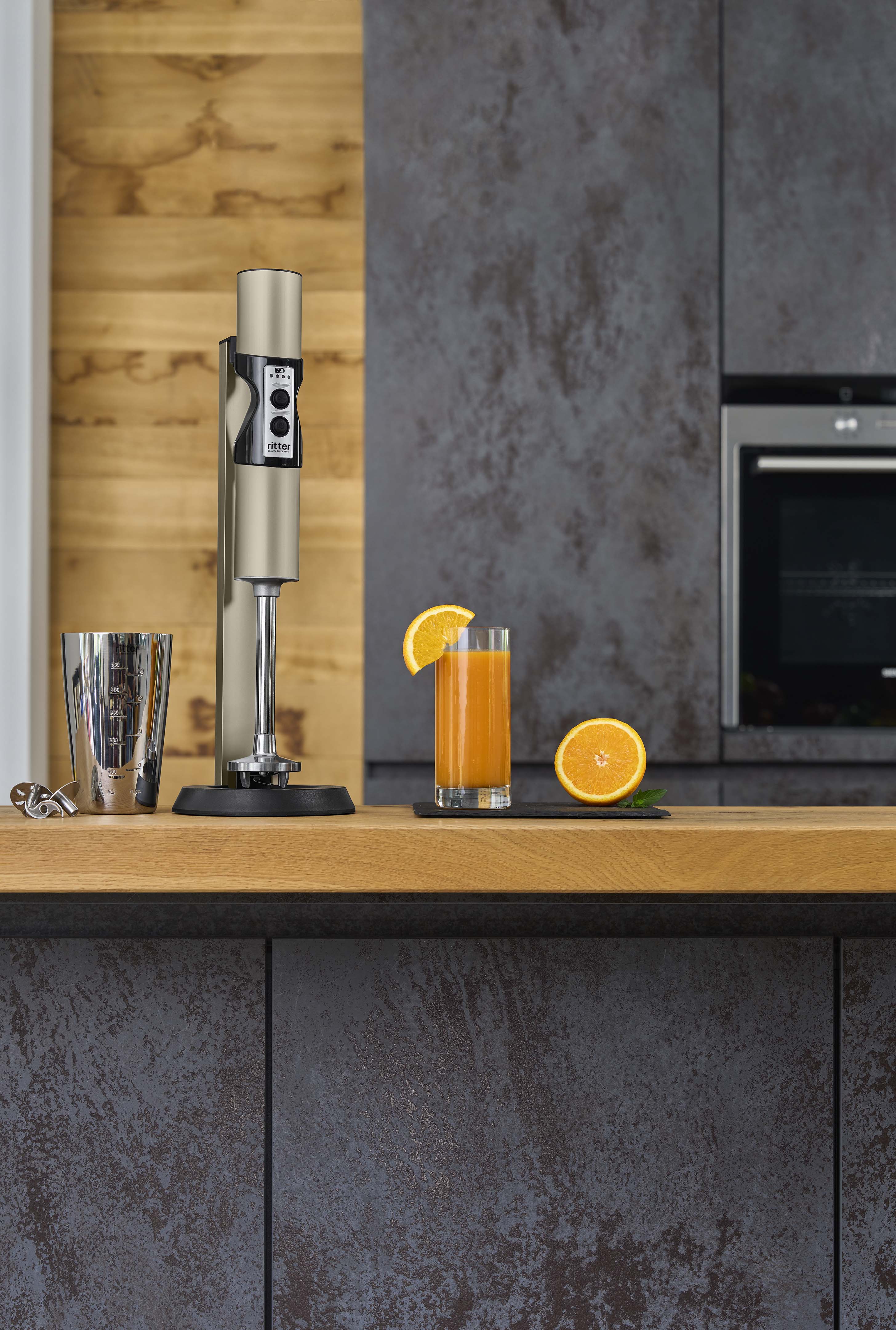 Electric hand blender in a modern kitchen